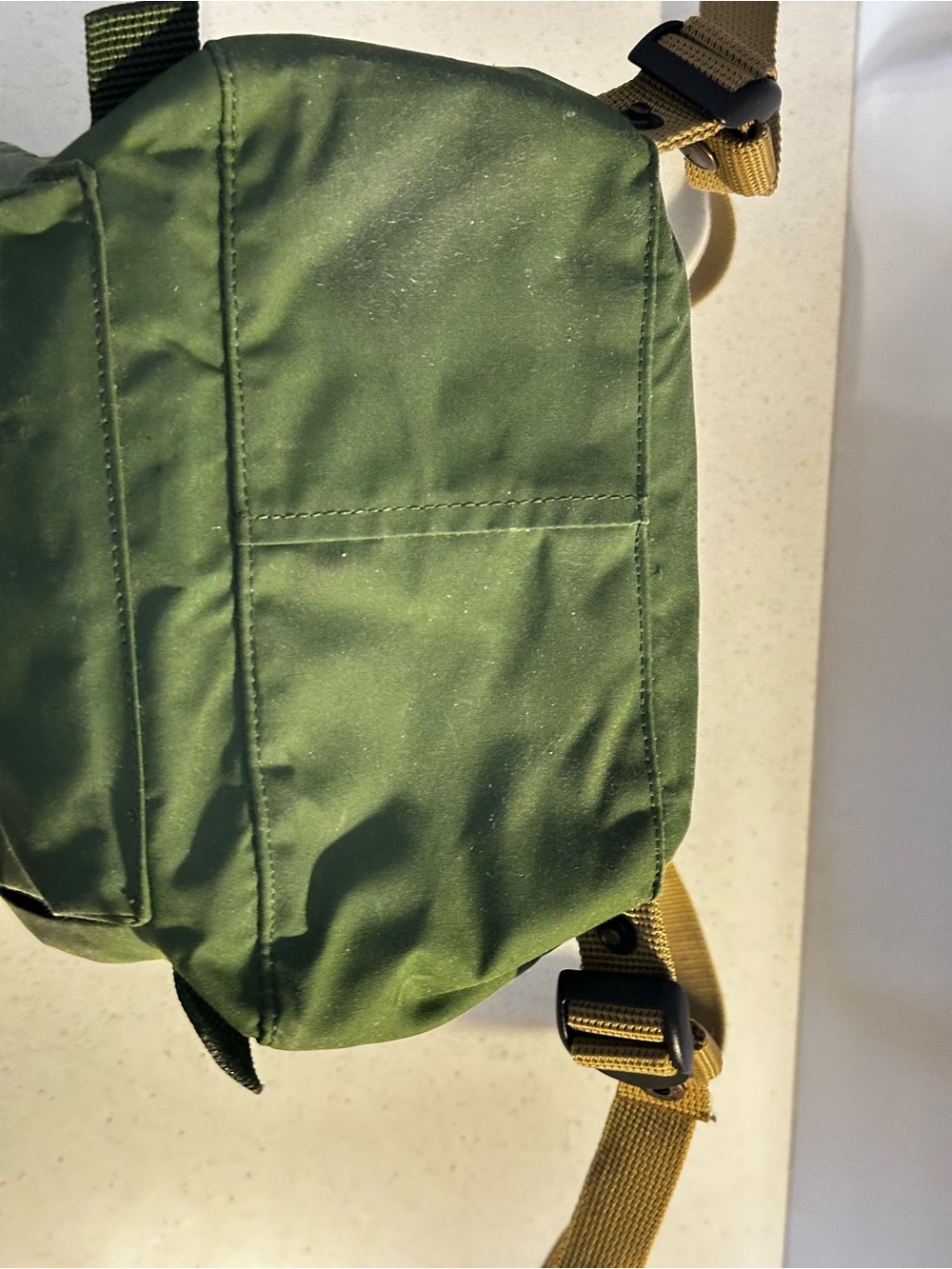 Fjallraven Kanken Mini Olive Green Backpack with Tan Adjustable Straps - Picture 3 of 12